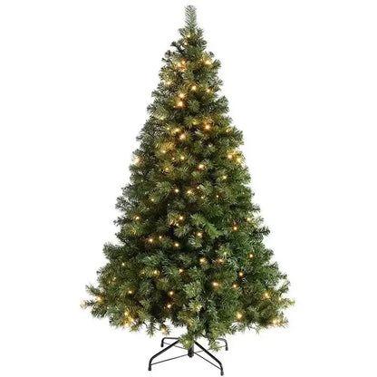 Artificial PVC Prelit Christmas Tree - Green with light / 1.5m (5ft) - Home & Garden >