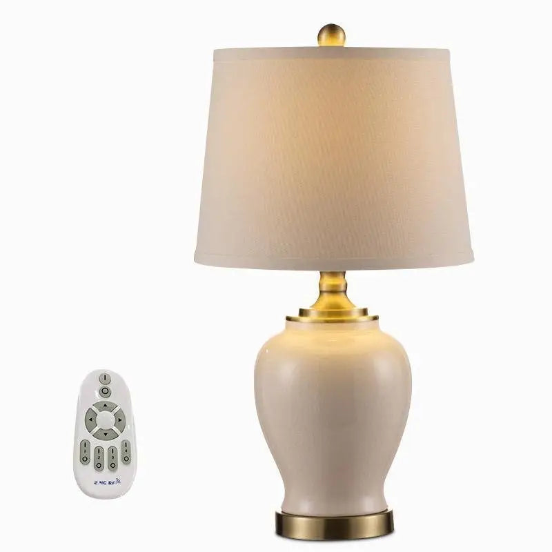 Beige Ceramic Table Lamp with Gold Edge - Lighting > & Floor Lamps