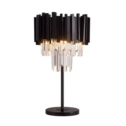Black Luxury Crystal Table Lamp for Bedroom Living Study - Dimmable / Clear crytstal