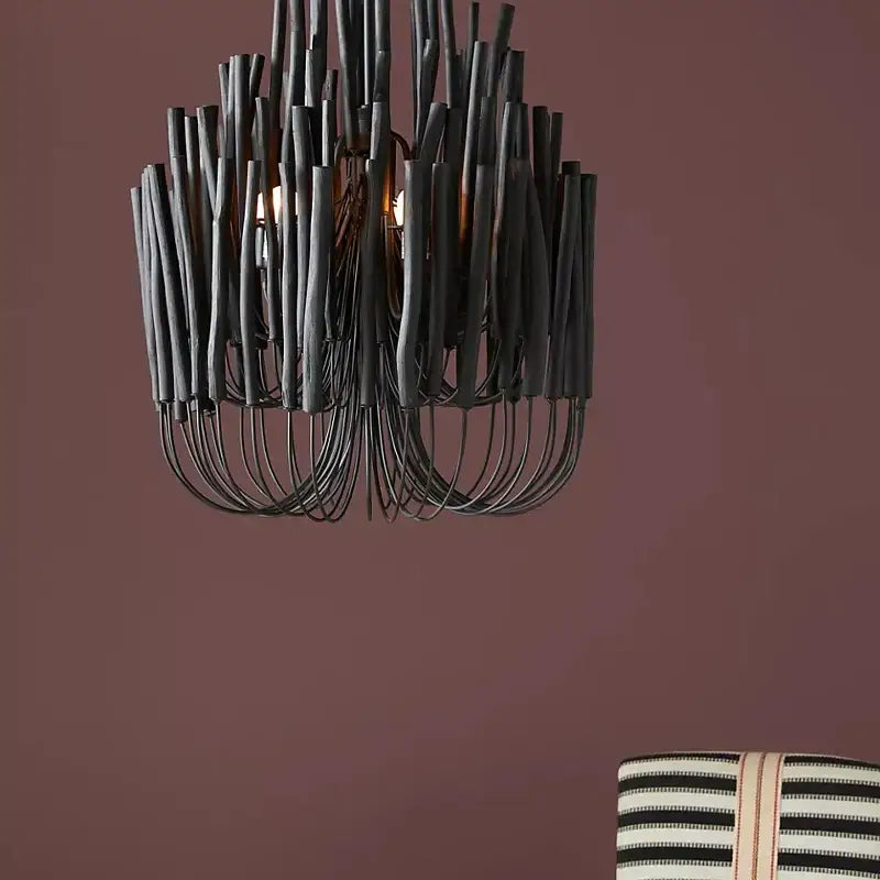 Bohemian Tilda Loft Hanging Wood Chandelier