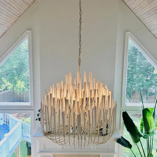 Bohemian Tilda Loft Hanging Wood Chandelier