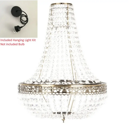 Charlotte Pendant Crystal Chandelier - Antique w light kit - Chandeliers