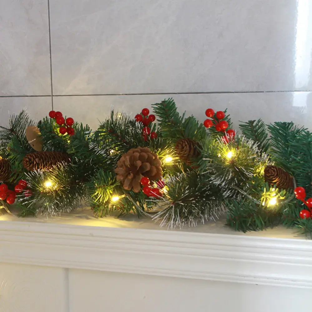 Christmas Garlands with Pinecones and Red Berries - Home & Garden > Decor Seasonal