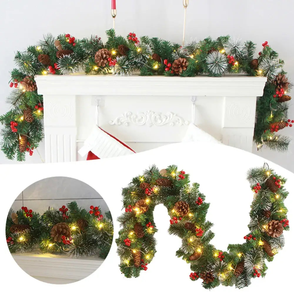 Christmas Garlands with Pinecones and Red Berries - Home & Garden > Decor Seasonal