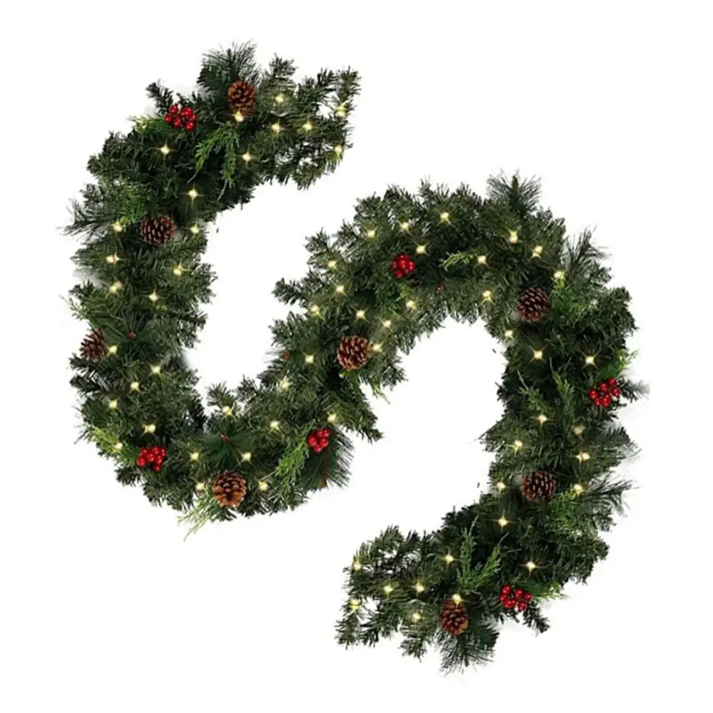 Christmas Garlands with Pinecones and Red Berries - as show / 8.86 ft(2.7m) - Home &