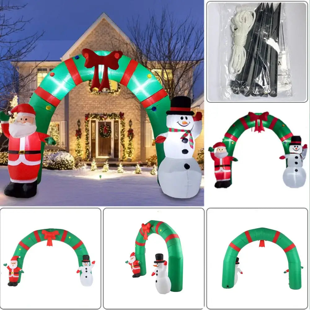 Christmas Inflatable Arch with Santa Claus and Snowman - Home & Garden > Decor Seasonal