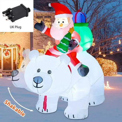 Christmas Large White Bear Inflatable - Uk Plug - Home & Garden > Decor Seasonal Holiday