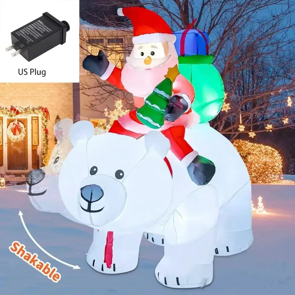 Christmas Large White Bear Inflatable - US Plug - Home & Garden > Decor Seasonal Holiday