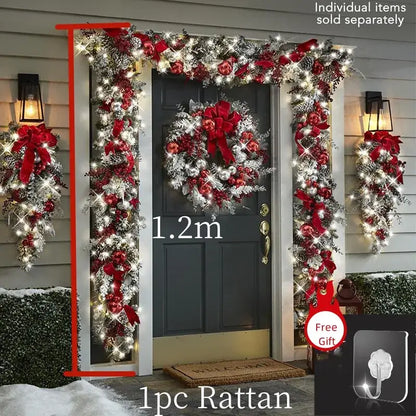 Christmas Wreath Rattan Set - 1.2m / Free Led Light - Home & Garden > Decor Seasonal