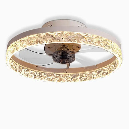 Circular Iron Rustic Ceiling Fan with LED Lights and Remote - Lighting > lights Fans