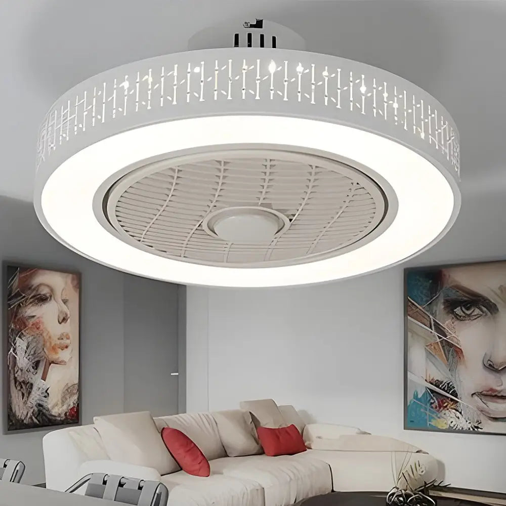 Creative Circular Bladeless Ceiling Fan Light Chandelier - Lighting > lights Fans