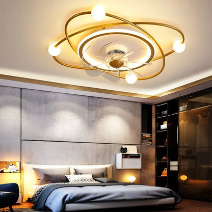 Creative Intelligent Mute LED Nordic Ceiling Fan Light - Gold Lighting > lights Fans