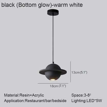 Creative Planet Industrial LED Hanging Pendant Light - Black bottom glow / Cold light