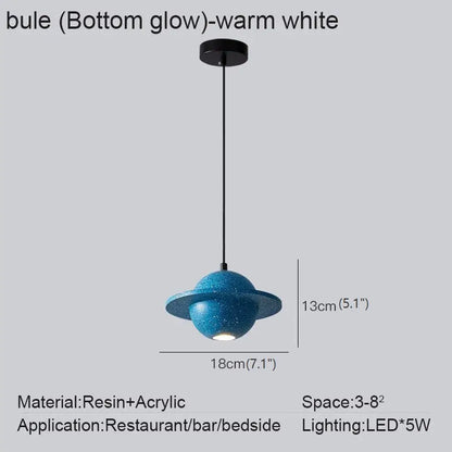 Creative Planet Industrial LED Hanging Pendant Light - Blue bottom glow / Cold light