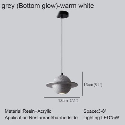 Creative Planet Industrial LED Hanging Pendant Light - Grey bottom glow / Cold light