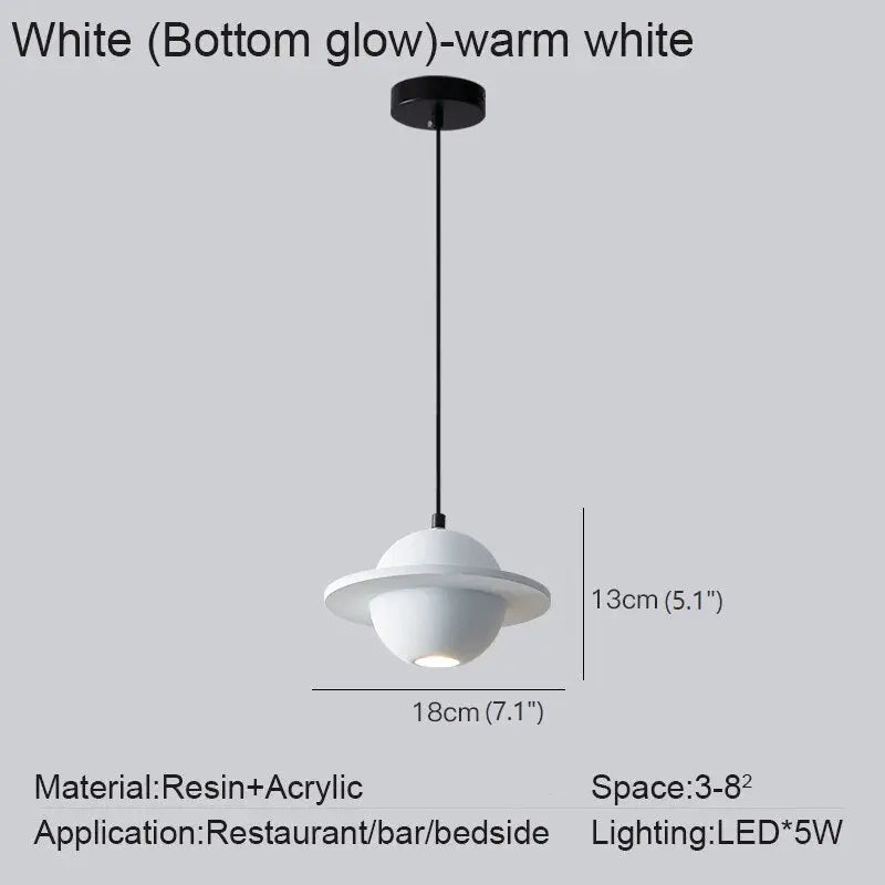 Creative Planet Industrial LED Hanging Pendant Light - White bottom glow / Cold light
