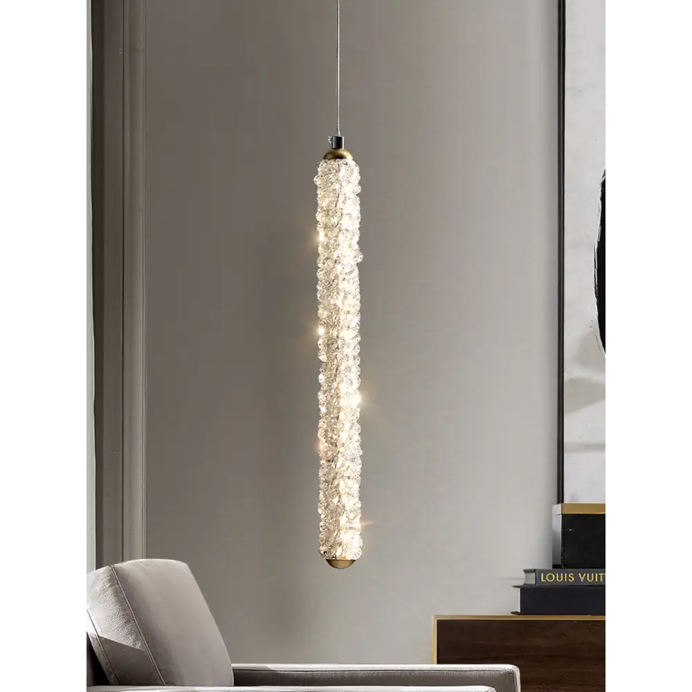 Crystal Pendant Light with Adjustable Strip for Bedroom Dining - 1 / Dia3.9xH24.8