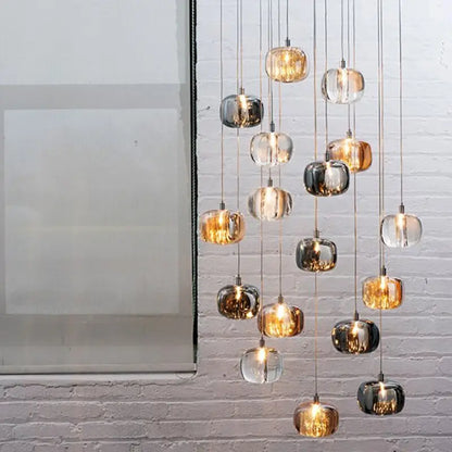 Crystal Staircase Hanging Pendant Lamp for Living Dining - 15 Lights / Warm light