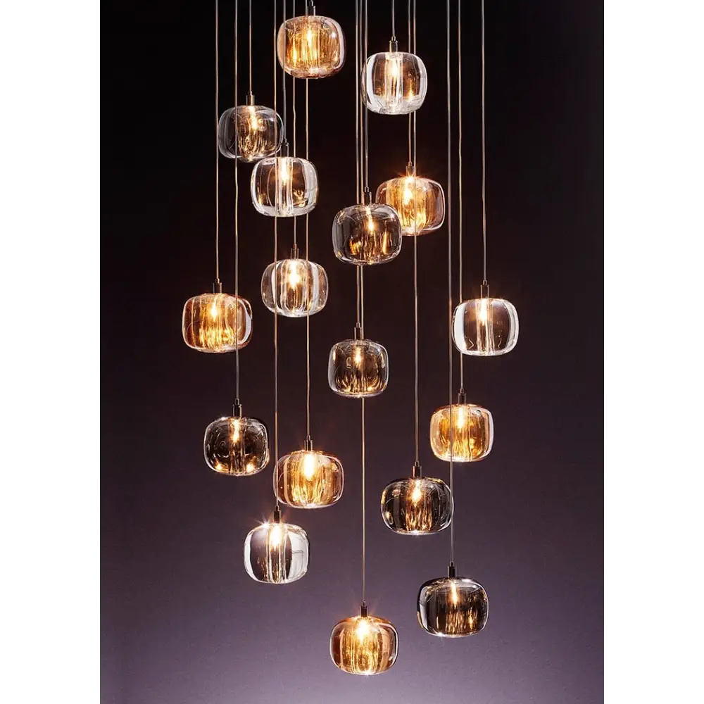 Crystal Staircase Hanging Pendant Lamp for Living Dining - 18 Lights / Warm light