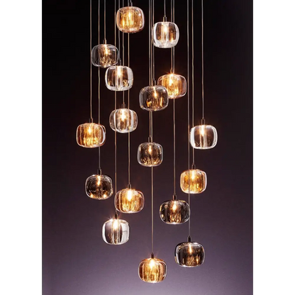 Crystal Staircase Hanging Pendant Lamp for Living Dining - 18 Lights / Warm light