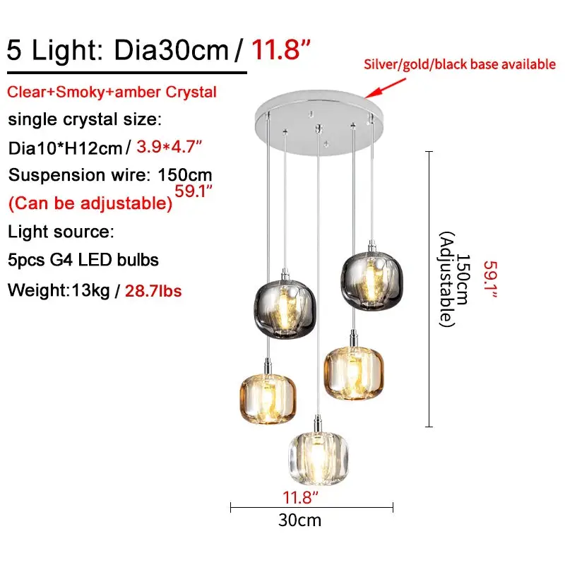 Crystal Staircase Hanging Pendant Lamp for Living Dining - Lighting