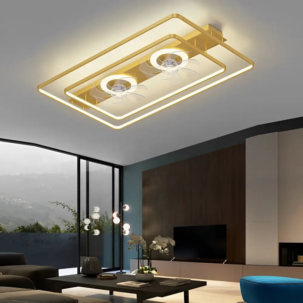 Dual Fan Nordic Bladeless Ceiling LED Light - 35’’x24’’x5’’/88.90cm X 60.96cm