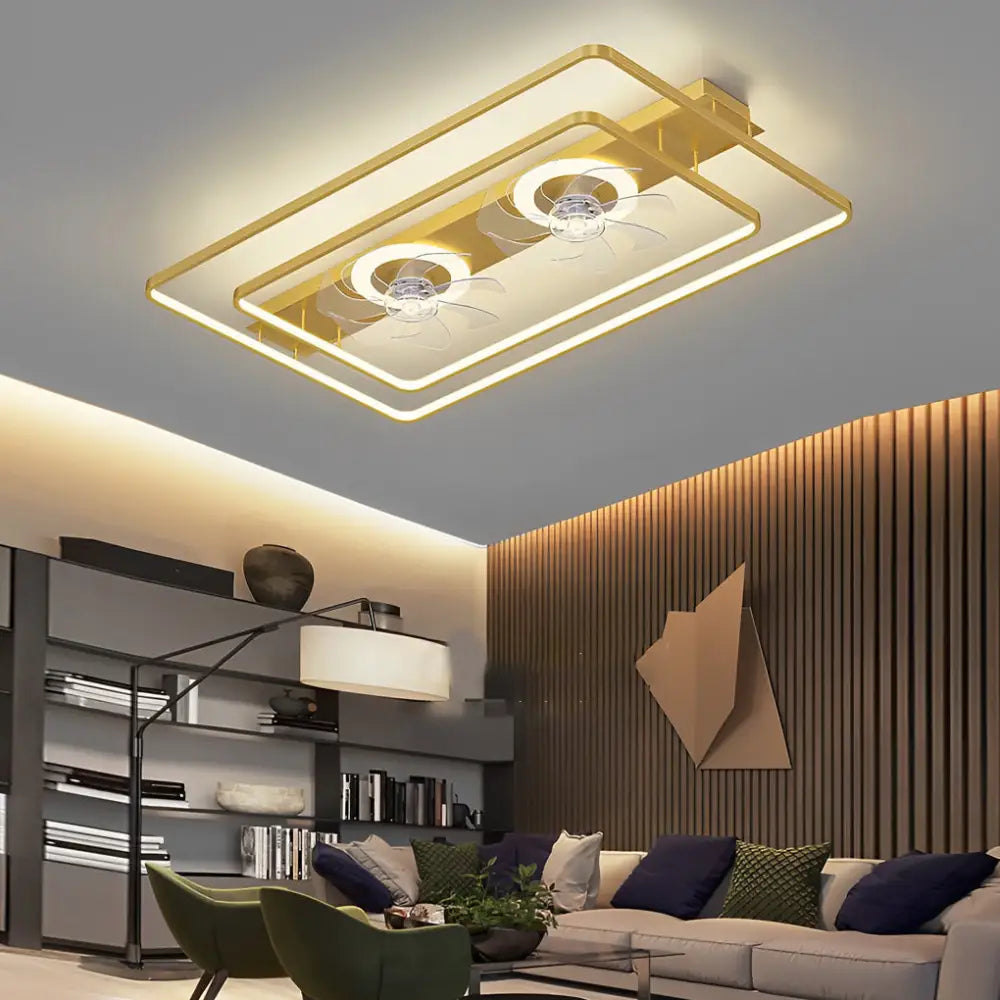 Dual Fan Nordic Bladeless Ceiling LED Light - 41’’x27’’x5’’/104.14cm x