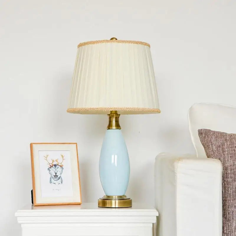 Farmhouse Light Blue Ceramic Table Lamp - Lighting > & Floor Lamps