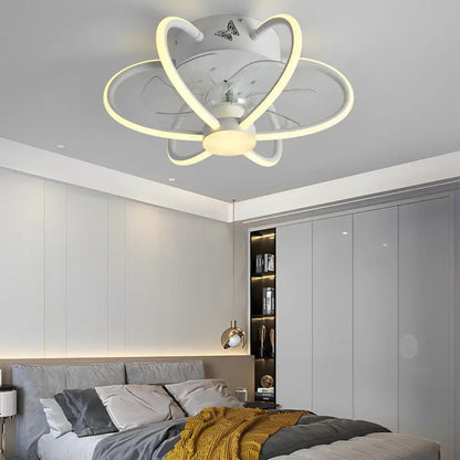 Flower Intelligent Dimmable LED Ceiling Fan Light - White - Lighting > lights Fans