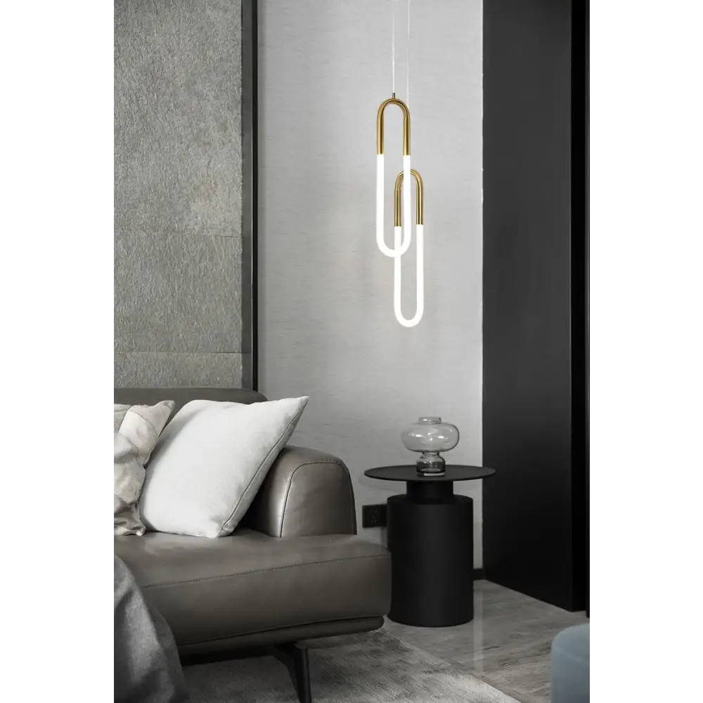 Gold or White Paper Clip Pendant Light - 2 Lights / Medium / Warm - Lighting