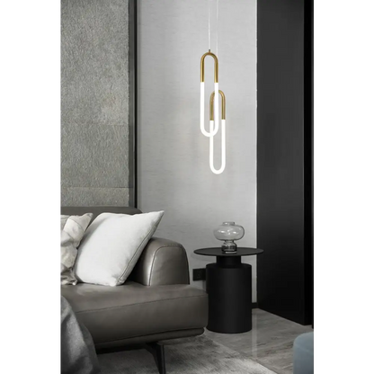 Gold or White Paper Clip Pendant Light - 2 Lights / Medium / Warm - Lighting