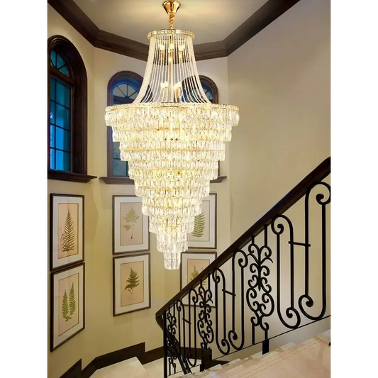 Golden Luxurious Multi-Story Staircase Crystal Chandelier - Home & Garden > Lighting