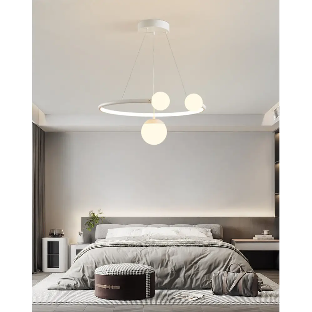 Hanging Ball Pendant Light for Bedroom Dining - White - Lighting