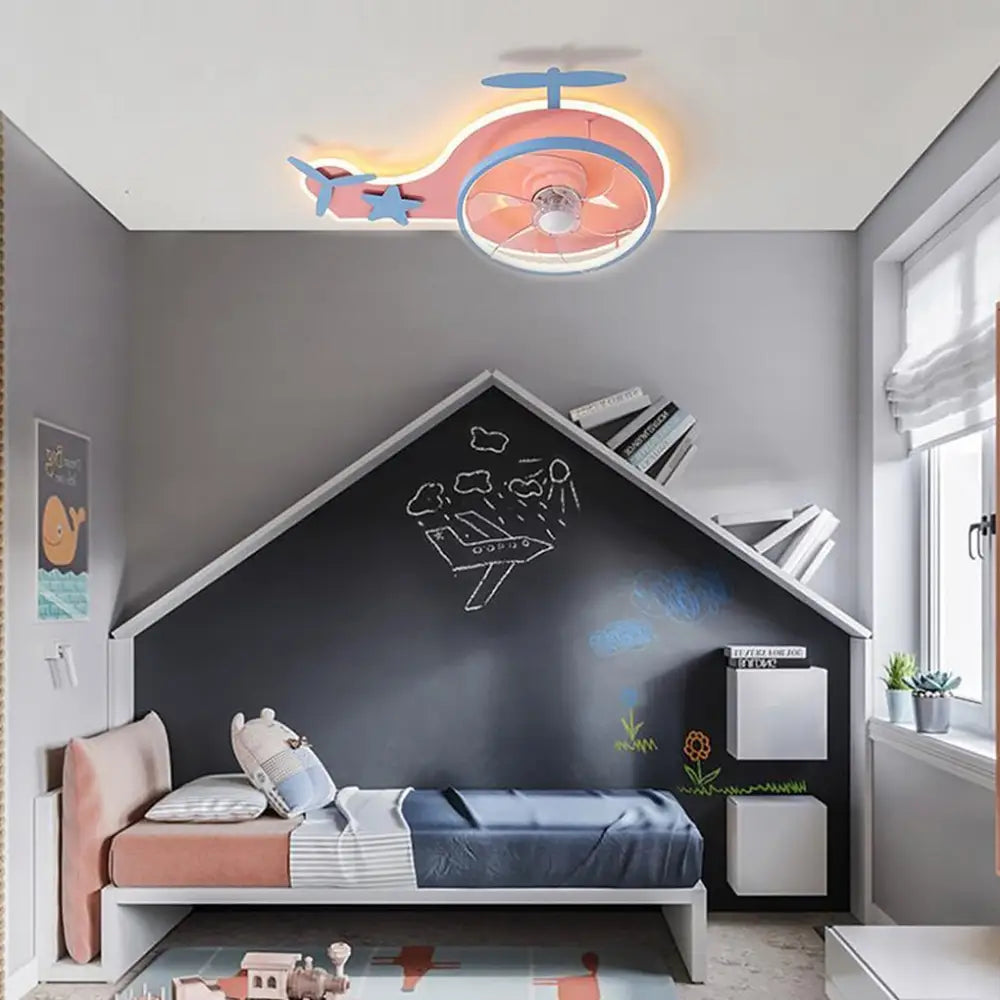 Helicopter Shaped Kids Ceiling Fan with Light - Lighting > lights Fans