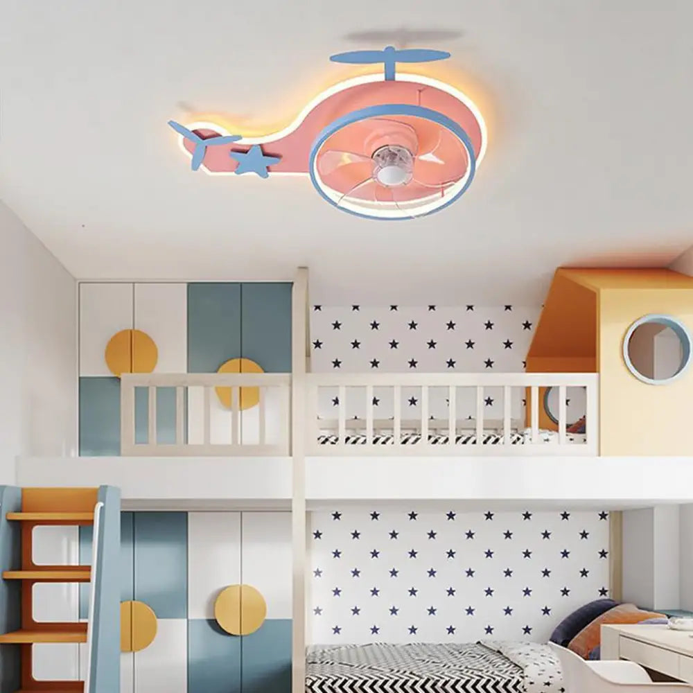 Helicopter Shaped Kids Ceiling Fan with Light - Lighting > lights Fans