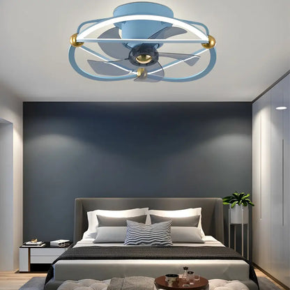 Intelligent Adjustable LED Ceiling Fan Light with Remote - Blue - Lighting > lights Fans