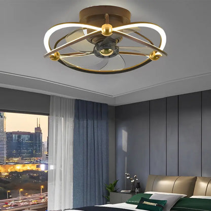 Intelligent Adjustable LED Ceiling Fan Light with Remote - Coffee - Lighting > lights Fans