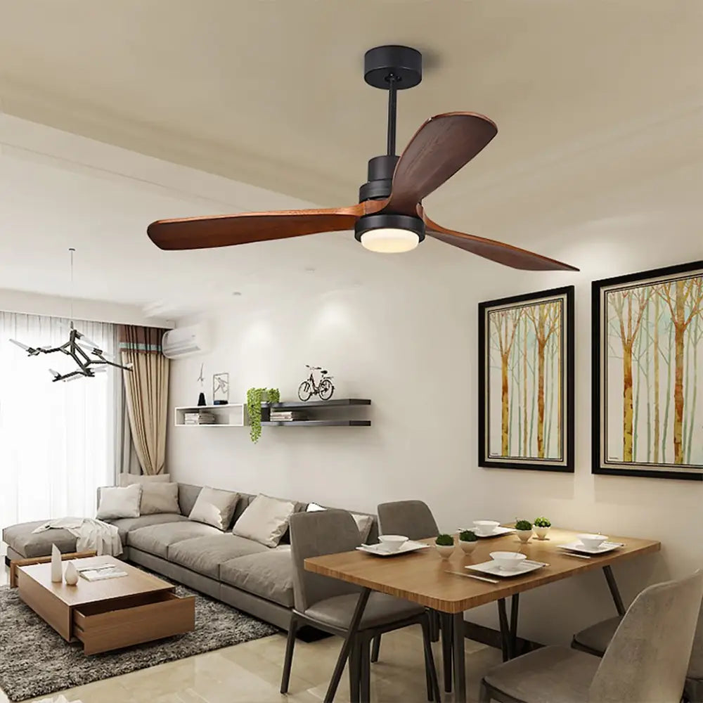 Intelligent Frequency Conversion LED Ceiling Fan Light - With / Black / Coffee - Lighting