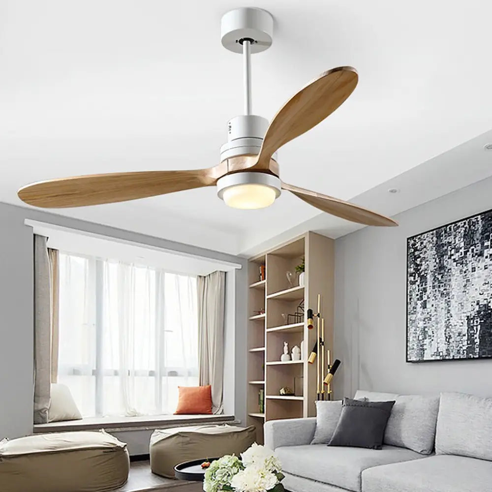 Intelligent Frequency Conversion LED Ceiling Fan Light - With / White / Log - Lighting >