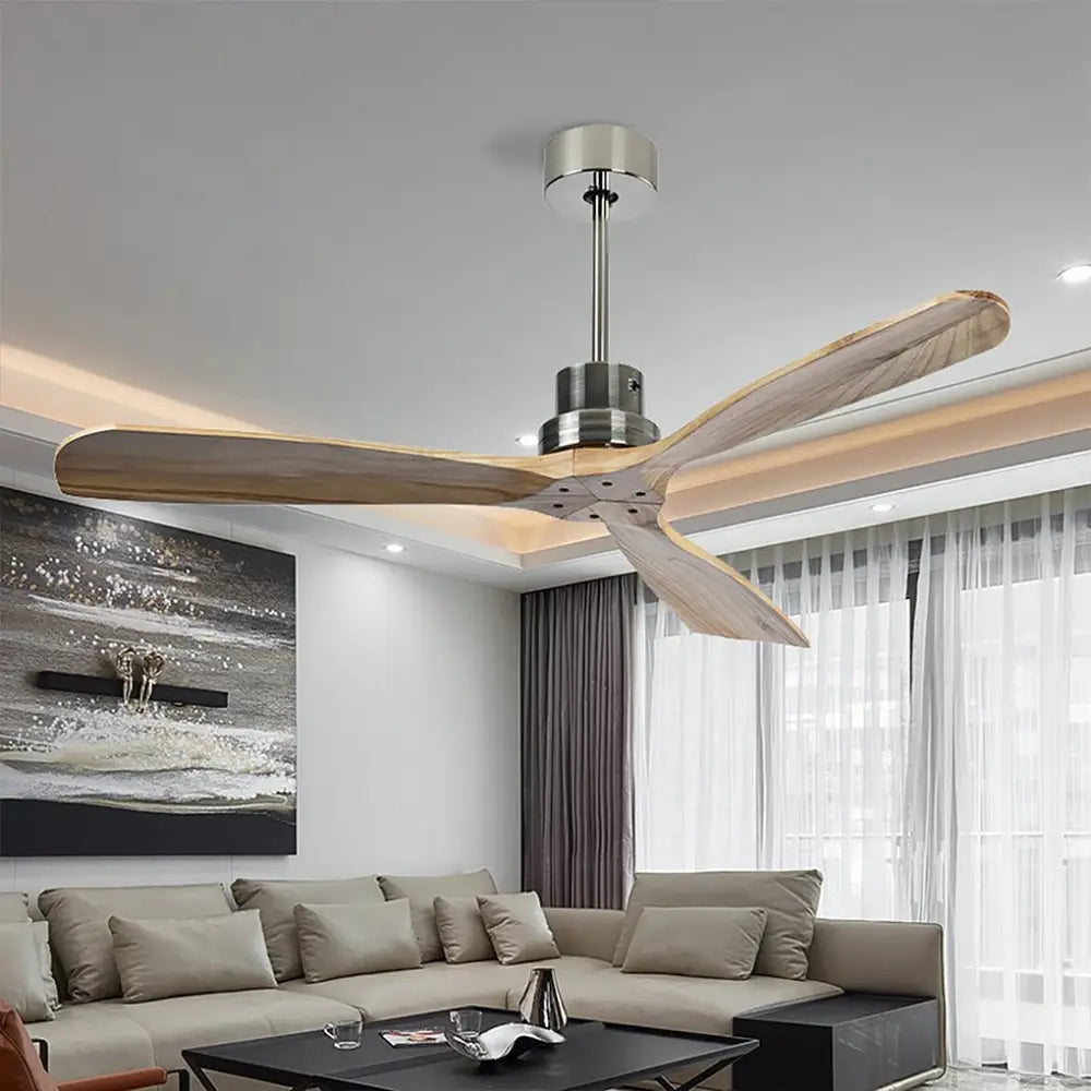 Intelligent Frequency Conversion LED Ceiling Fan Light - Without / Silver / Log