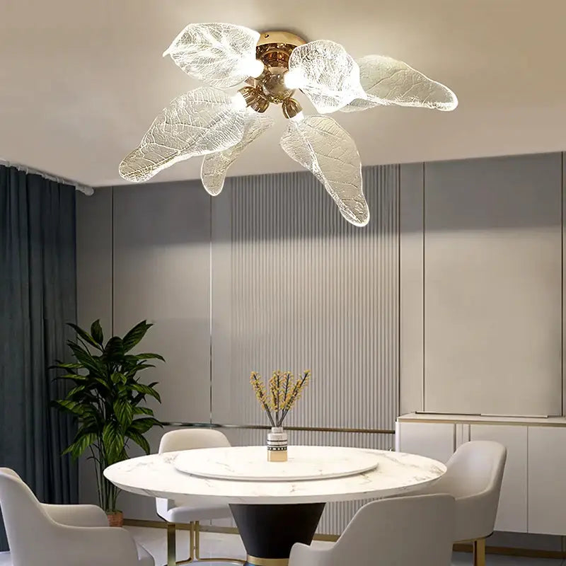 Leaf Ceiling Chandelier: Luxury Lighting for Living Bedroom - Chandelier
