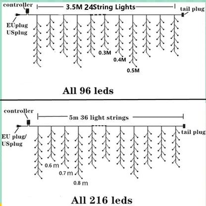 LED Christmas Curtain Light - Home & Garden > Decor Seasonal Holiday Decorations