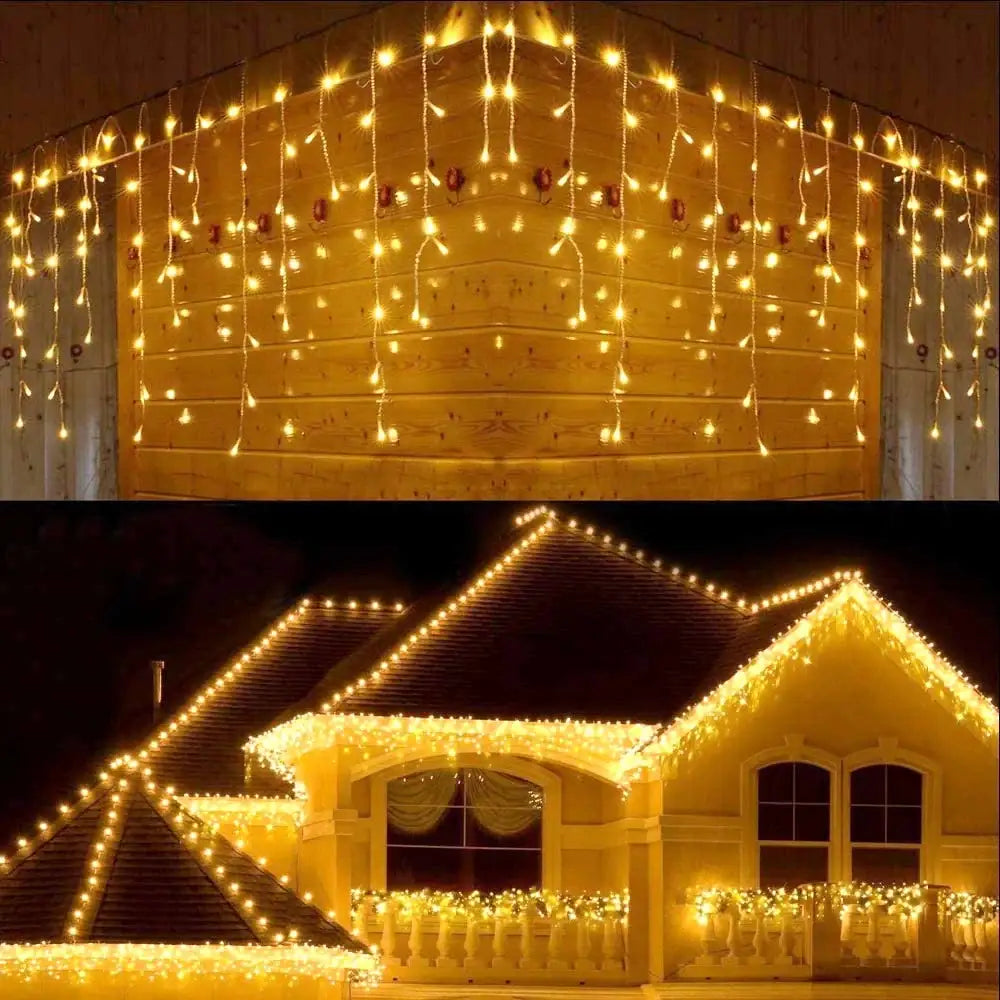 LED Christmas Curtain Light - Warm White / US PLUG / 3.5MX0.3M 0.4M 0.5M | Blinking