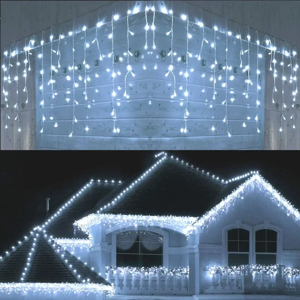 LED Christmas Curtain Light - White / US PLUG / 3.5MX0.3M 0.4M 0.5M | Blinking