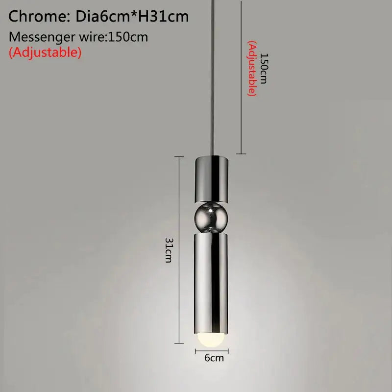 LED Dimmable Droplight Pendant Light for Kitchen Bedroom - Chrome / NON dimm warm Lighting