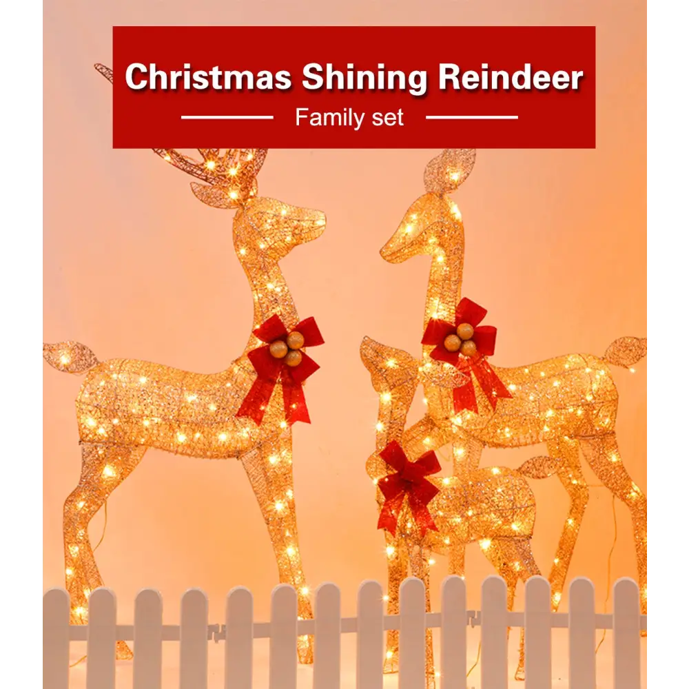 LED-Lit Christmas Scene with Gold Deer Family - Home & Garden > Decor Seasonal Holiday
