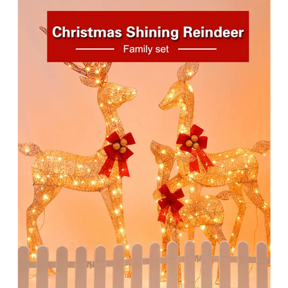 LED-Lit Christmas Scene with Gold Deer Family - Home & Garden > Decor Seasonal Holiday