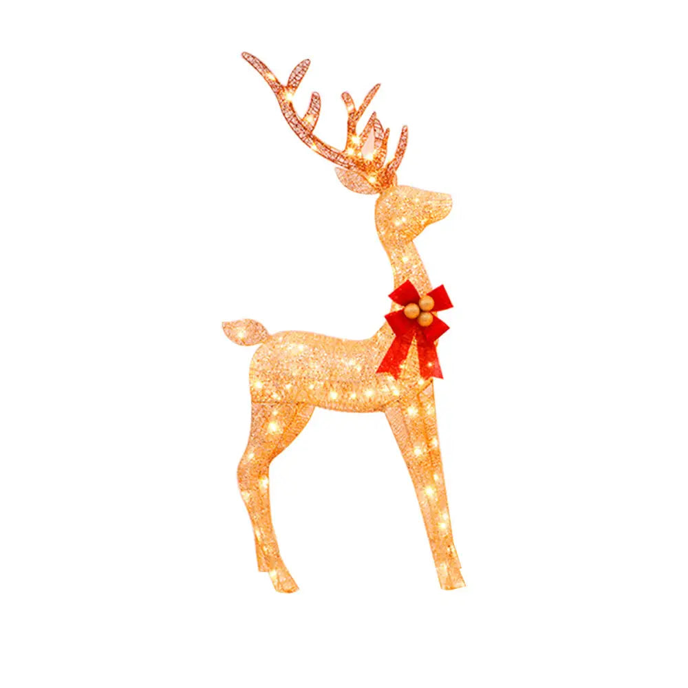LED-Lit Christmas Scene with Gold Deer Family - Male - Home & Garden > Decor Seasonal