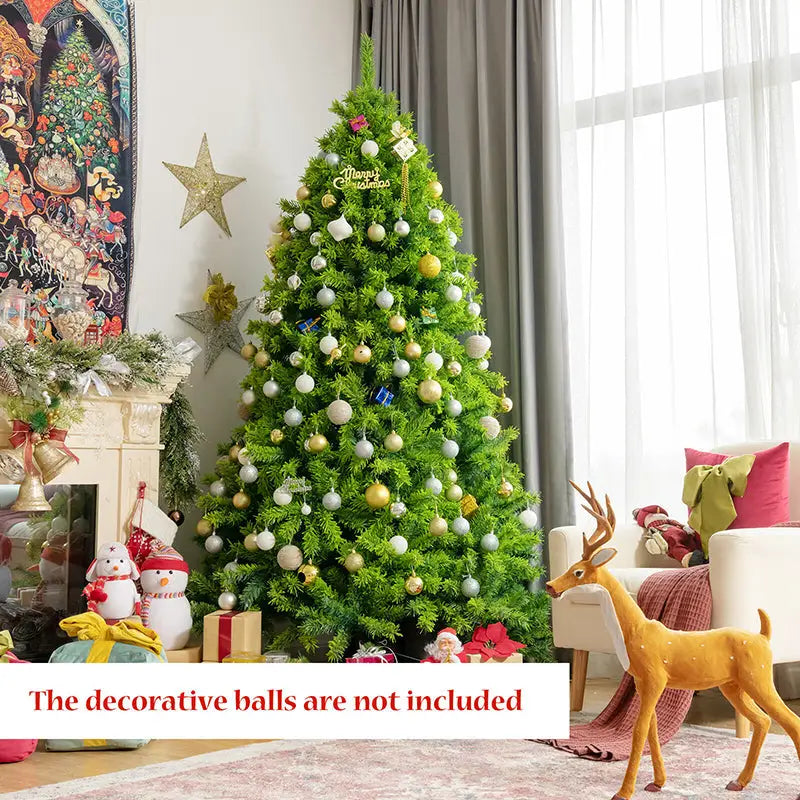 LED-Lit Green Flocked Artificial Christmas Tree - Home & Garden > Decor Seasonal Holiday