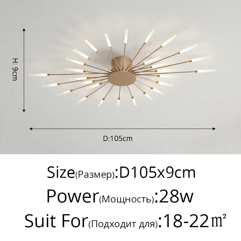 LED Nordic Fireworks Ceiling Chandelier for Living Room - A Gold 28 heads / Neutral light